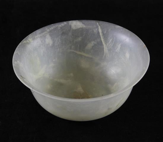 A Chinese bowenite bowl, 12.5cm